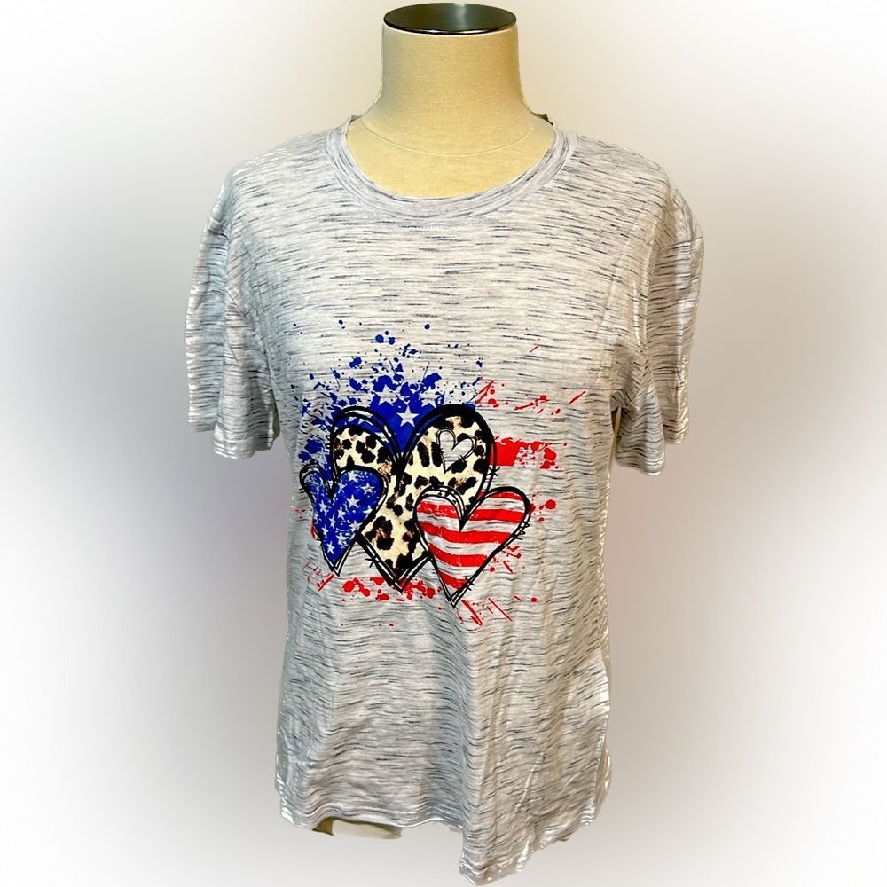 Leopard Flag Heart T-Shirt